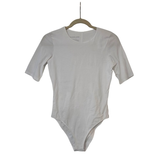 Everlane The Short Sleeve Crew Neck Bodysuit (Bikini) White S NWT $48 - Picture 2 of 7